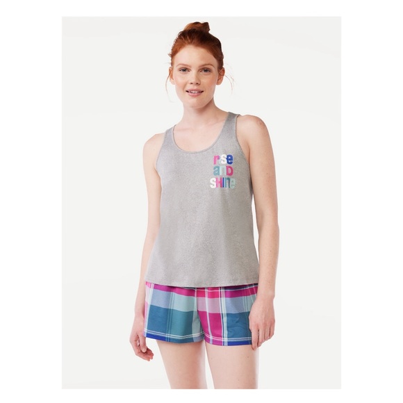 Joyspun Women's Print Tank Top and Shorts Pajama Set, color: medium heather gray - Picture 2 of 6